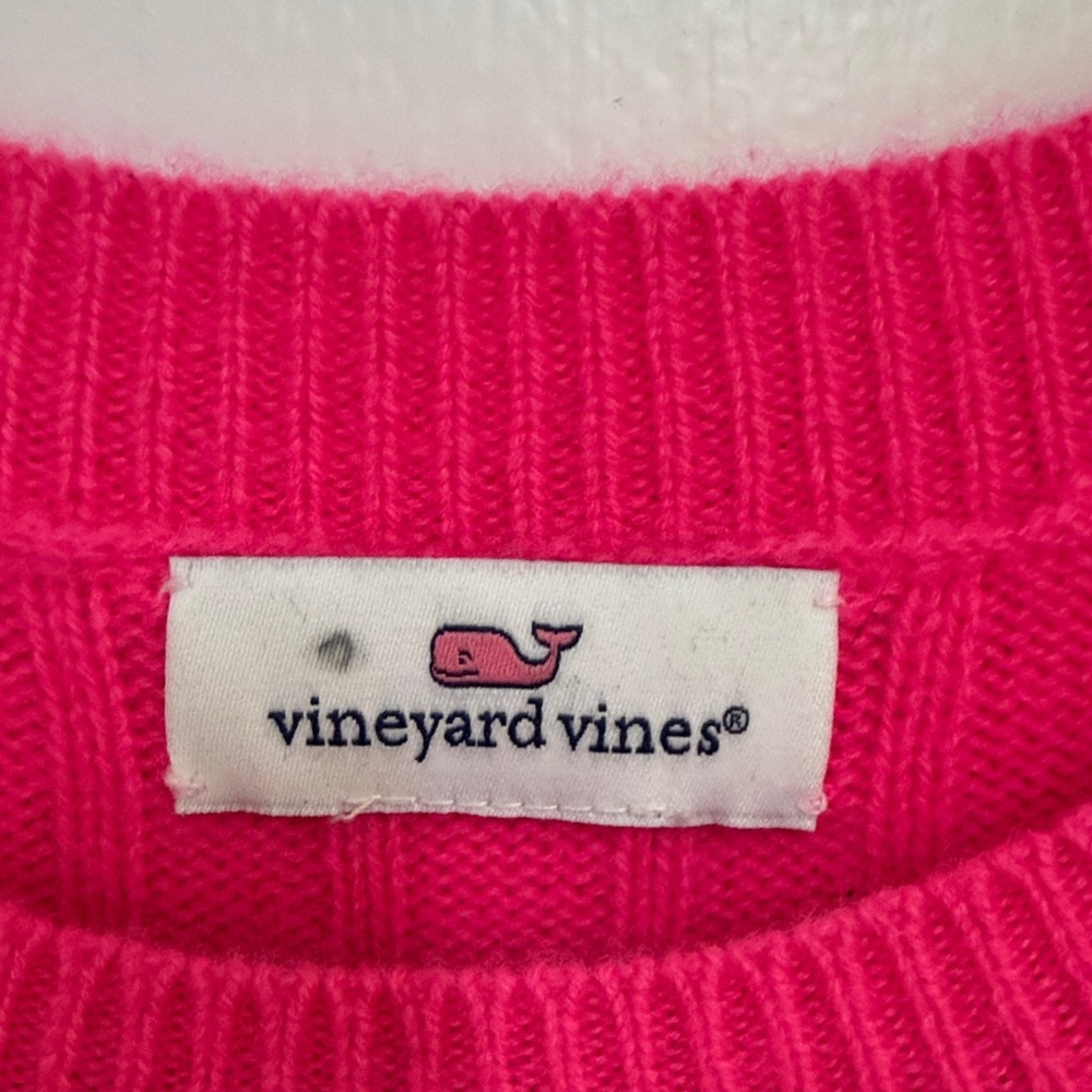 Vineyard Vines Wool Women’s Cable-Knit Crewneck Sweater - Hot Pink - Picture 2 of 3